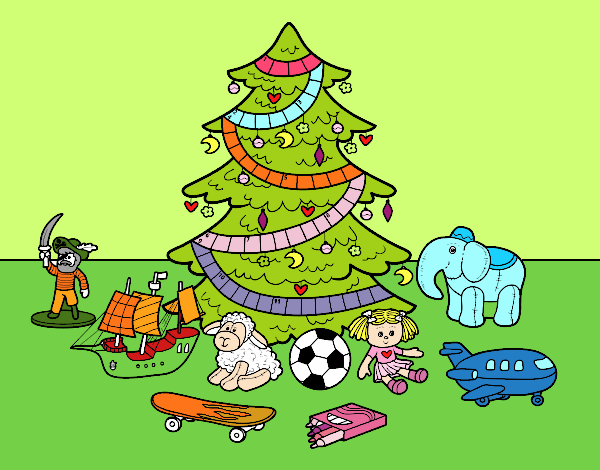 Árbol de Navidad y juguetes