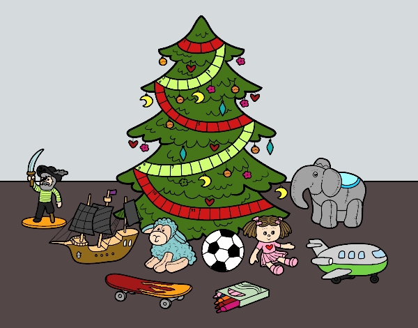 Dibujo Árbol de Navidad y juguetes pintado por xavi-7