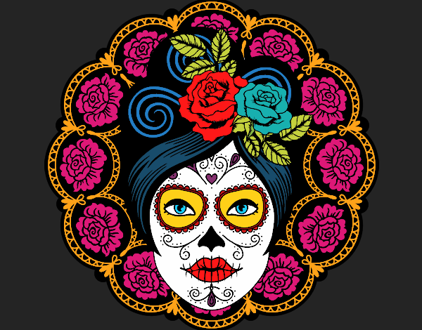 Dibujo Calavera mejicana femenina pintado por polillaty