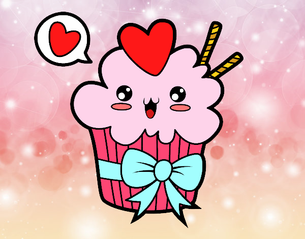 Cupcake kawaii con lazo