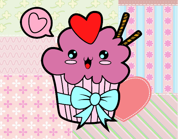 Cupcake kawaii con lazo