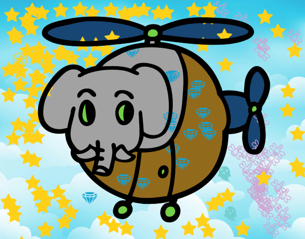 Helióptero con elefante