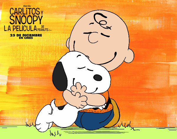 Snoopy y Carlitos abrazados