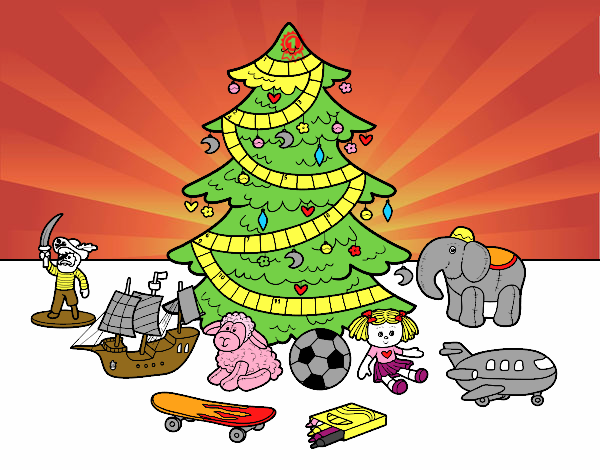 Dibujo Árbol de Navidad y juguetes pintado por noramision
