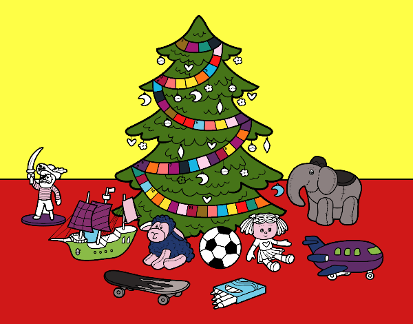 Árbol de Navidad y juguetes