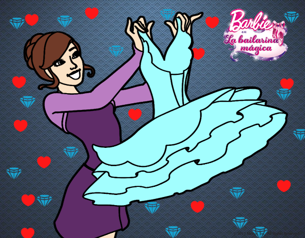 Dibujo Barbie y su vestido de ballet pintado por marieugeni