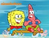 Bob Esponja y Patricio en bañador