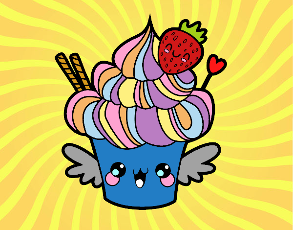 Dibujo Cupcake kawaii con fresa pintado por xavi-7