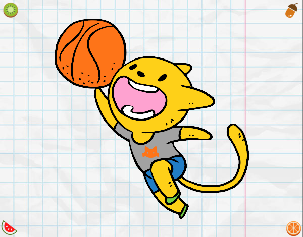 un gatito jugando  Basquetboll