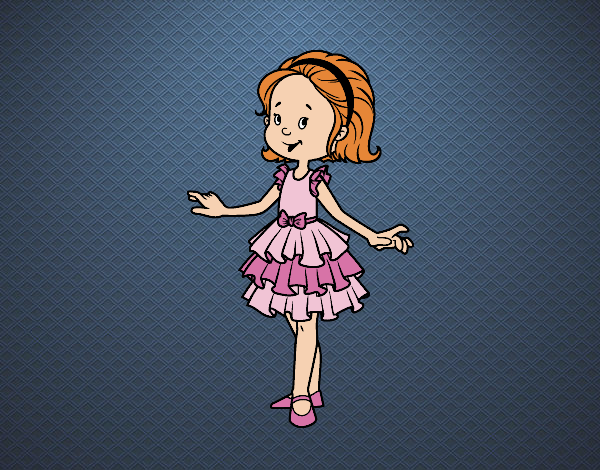 Dibujo Niña con vestido de fiesta pintado por xavi-7