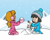 Dibujo Niñas jugando con la nieve pintado por xavi-7