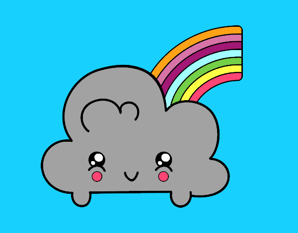 Nube con arco iris kawaii