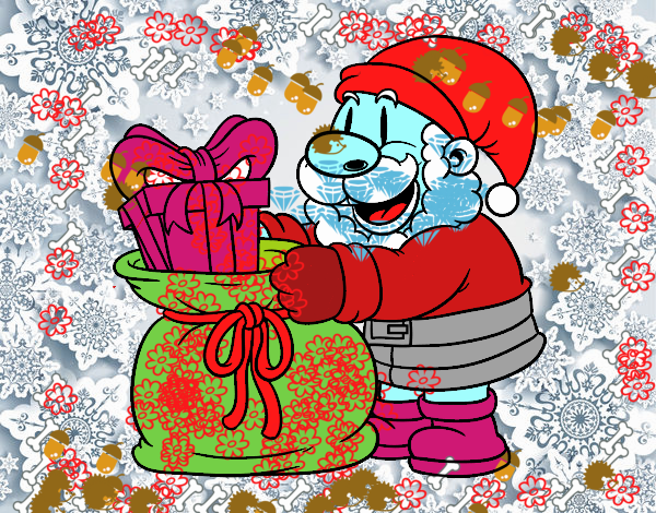 Santa Claus ofreciendo regalos