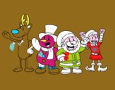 Dibujo Santa Claus y sus amigos pintado por yohovana