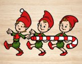 Dibujo Tres Elfos de Navidad pintado por agu999