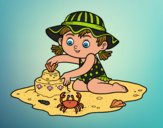 Dibujo Una niña jugando en la playa pintado por xavi-7