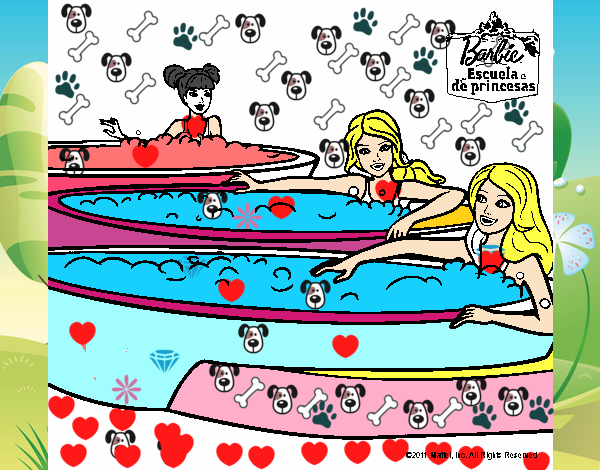 Barbie y sus amigas en el jacuzzi