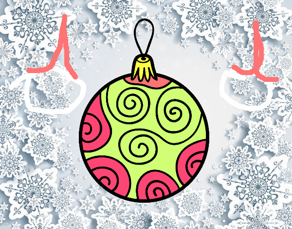 Dibujo Bola de árbol de Navidad decorada pintado por nido