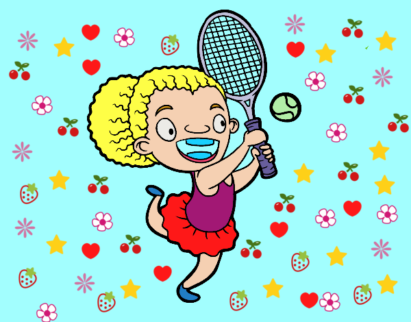 niña jugando tenis