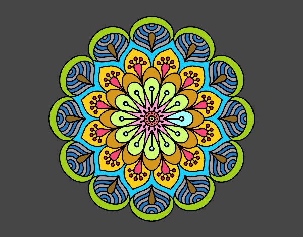 Dibujo Mandala flor y hojas pintado por Stefania12