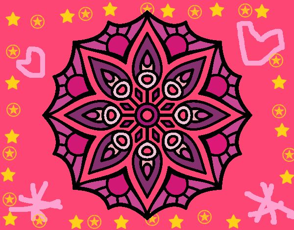 Dibujo Mandala simetría sencilla pintado por ambarluna