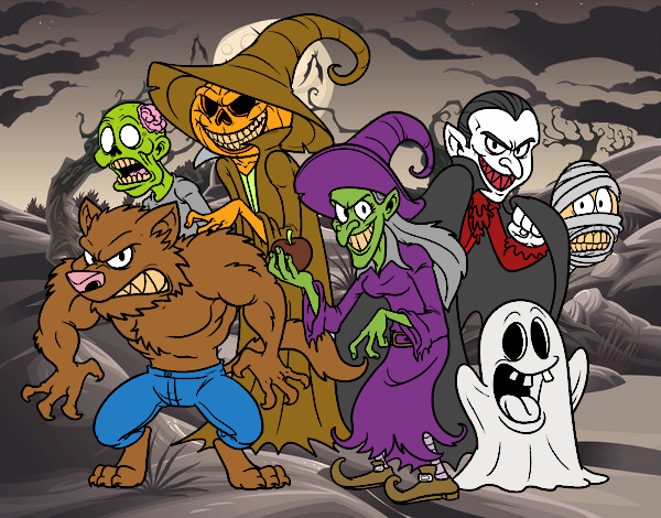 Dibujo Monstruos de Halloween pintado por xavi-7
