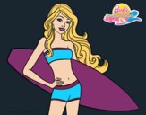 Barbie con tabla de surf