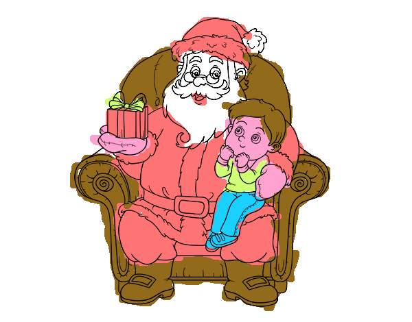 Papá Noel y niño en Navidad