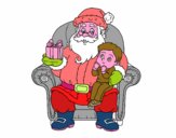 Papá Noel y niño en Navidad