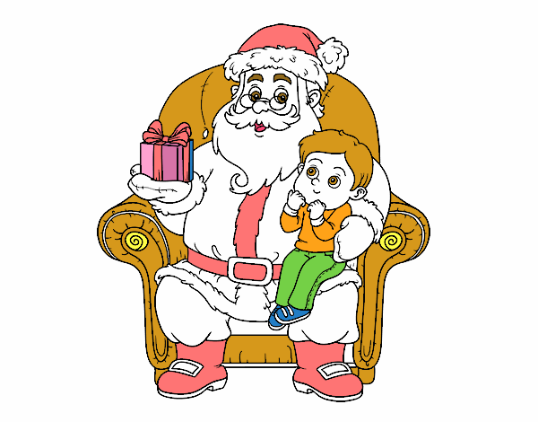 Papá Noel y niño en Navidad