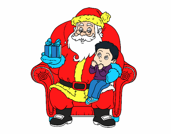 Papá Noel y niño en Navidad