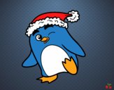 Dibujo Pingüino con gorro de Navidad pintado por LuliTFM