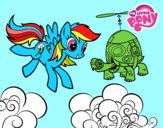Dibujo Rainbow Dash y la tortuga tanque pintado por Flothershy