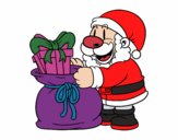 Santa Claus ofreciendo regalos