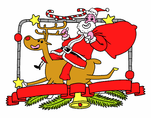 Dibujo Santa Claus y reno de Navidad pintado por noramision