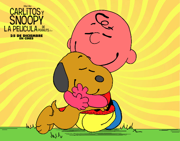 Snoopy y Carlitos abrazados