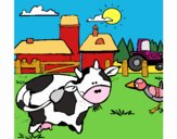 Vaca en la granja