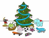 Árbol de Navidad y juguetes