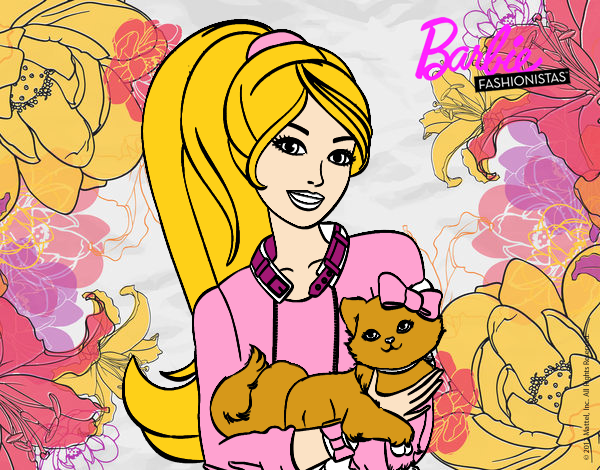 Barbie con su linda gatita