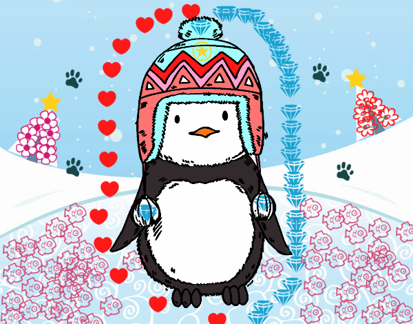 Bebé pingüino con gorrito