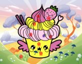 Cupcake kawaii con fresa