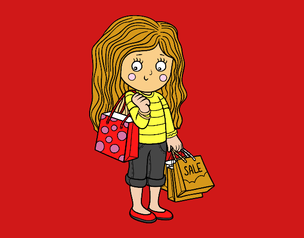 Niña con compras de verano