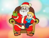 Dibujo Papá Noel y niño en Navidad pintado por Ramon45