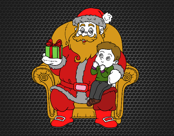 Papá Noel y niño en Navidad