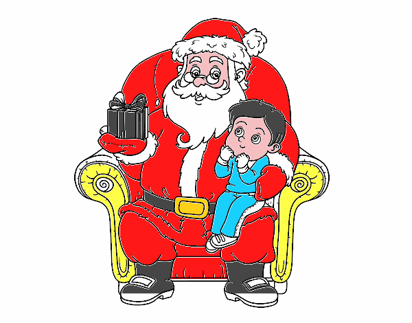 Papá Noel y niño en Navidad