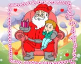 Papá Noel y niño en Navidad