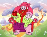 Papá Noel y niño en Navidad