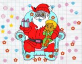 Papá Noel y niño en Navidad