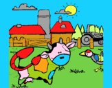 Vaca en la granja