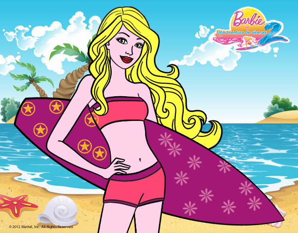 Barbie con tabla de surf